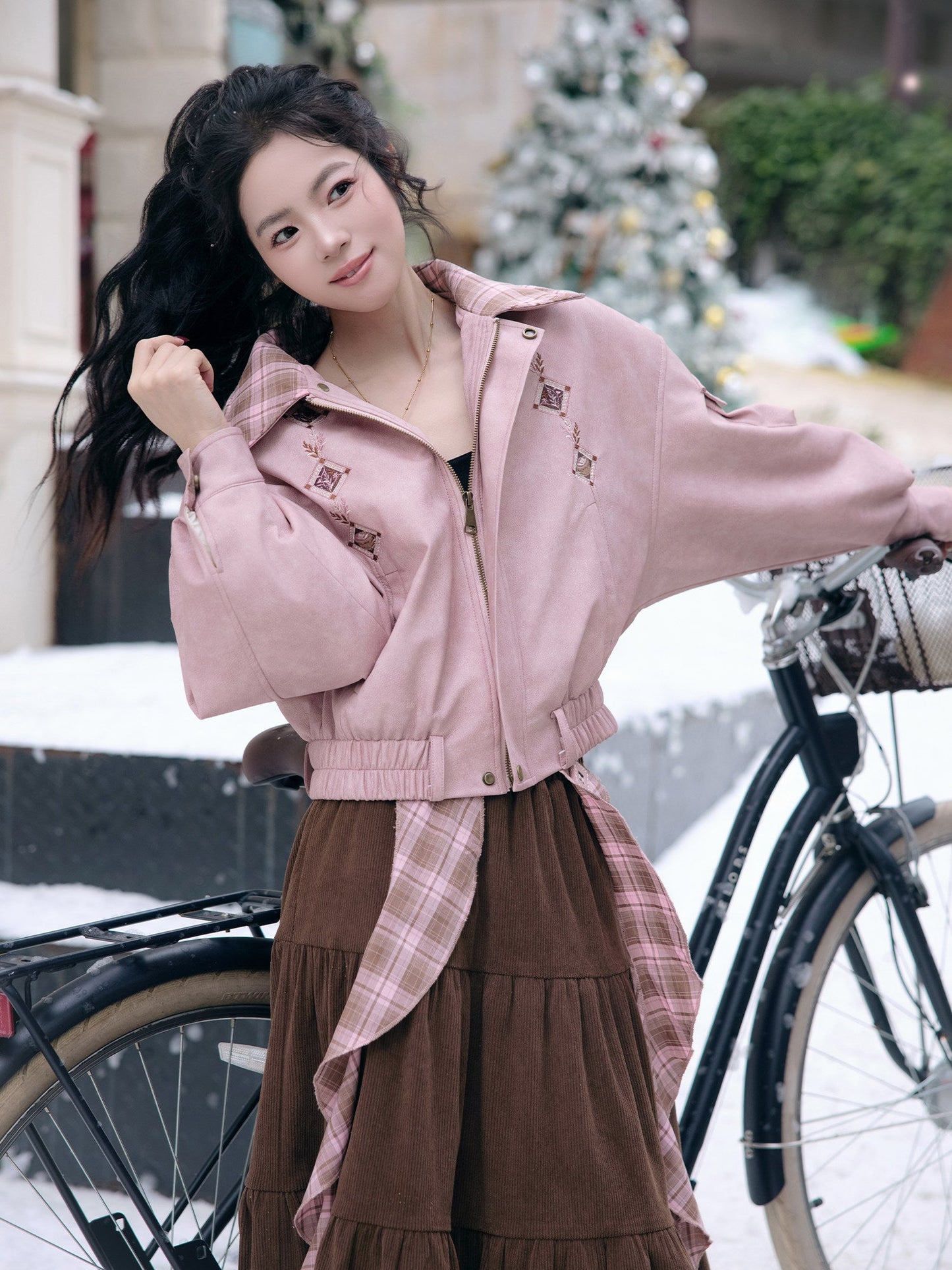 New Chinese Style Down Jacket and Skirt for Autumn and Winter - Cinnamon Latte 肉桂拿铁