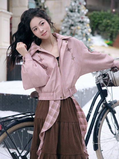 New Chinese Style Down Jacket and Skirt for Autumn and Winter - Cinnamon Latte 肉桂拿铁