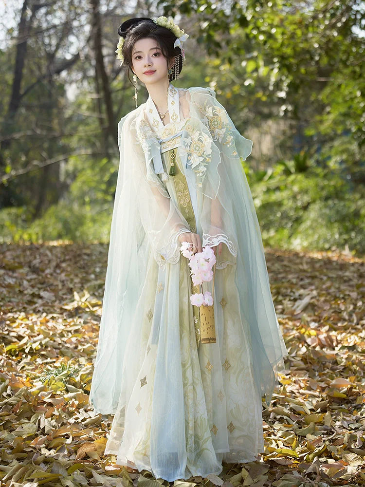 Youlan 幽兰 - Tang Dynasty Style Qixiong Ruqun with Cloak