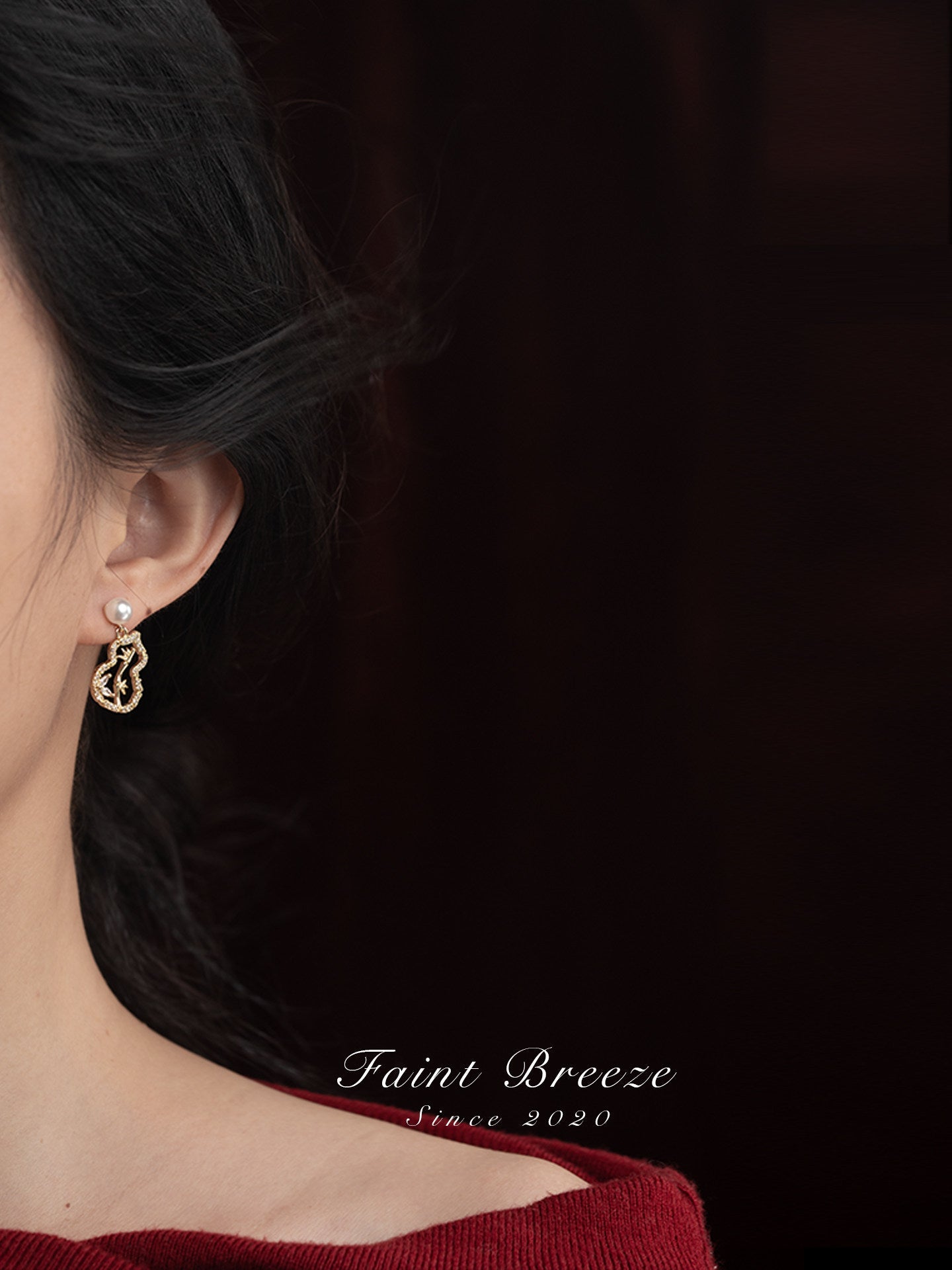 Golden Bamboo Leaf Gourd Earrings | Hanfu Jewelry