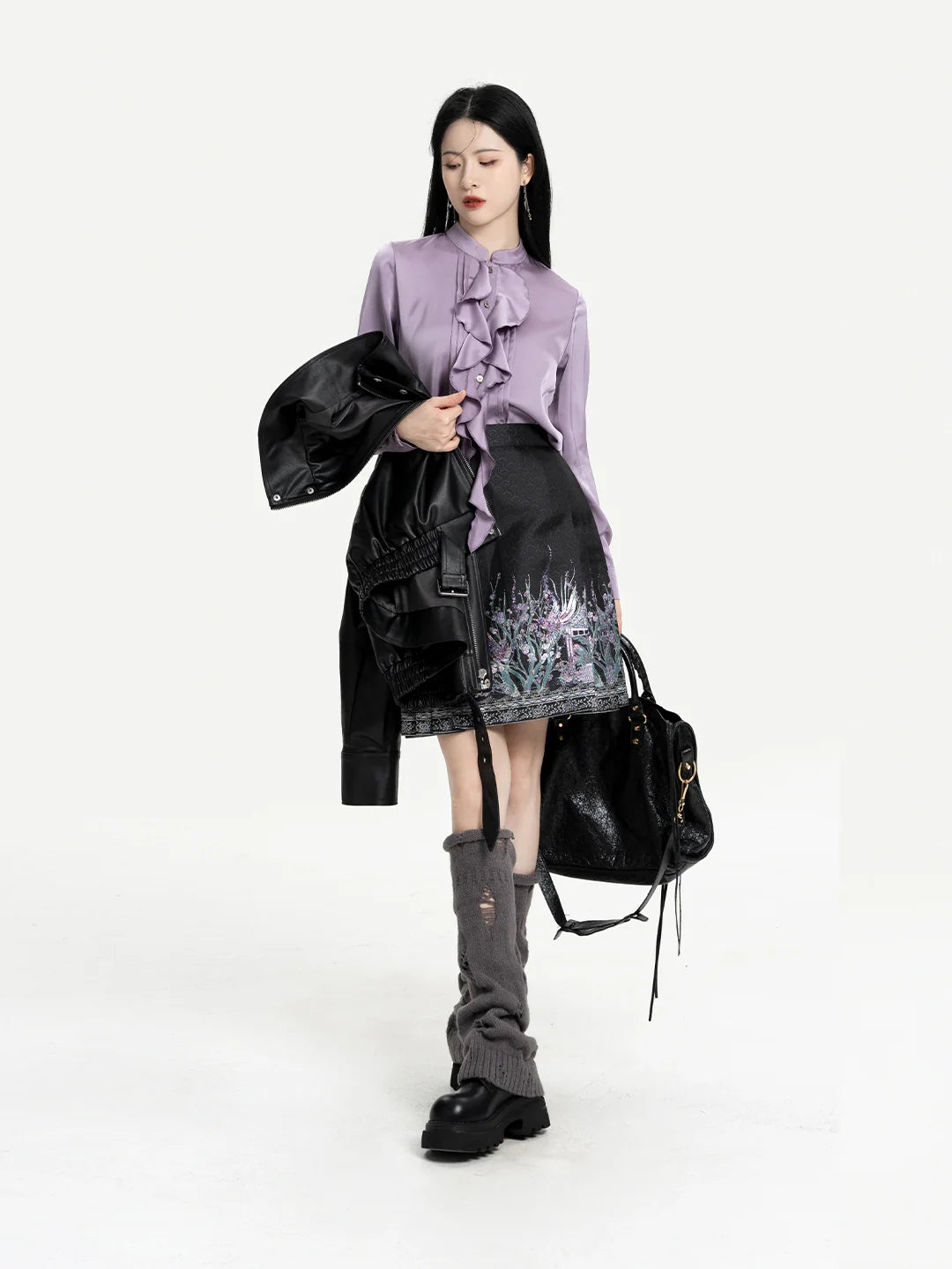 Chinese Blouse & Mini Mamian Skirt Outfit | Polar Night 极夜流光