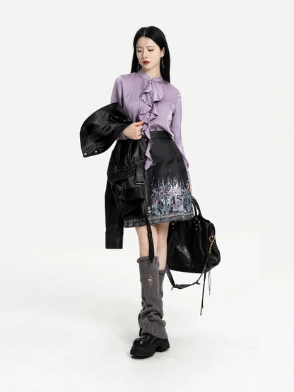Chinese Blouse & Mini Mamian Skirt Outfit | Polar Night 极夜流光
