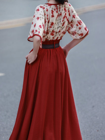 Tang Dynasty Modern Hanfu Beizi Top and Elastic Skirt - Rose Iced Tea 玫瑰冰茶 (Preorder)