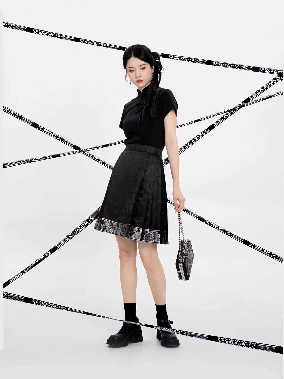 Chinese Blouse & Mini Mamian Skirt Outfit | Zhizhi 止止