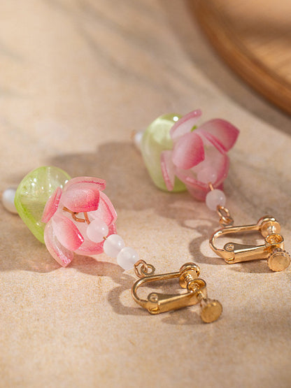 Clear Lotus Earrings | Hanfu Jewelry
