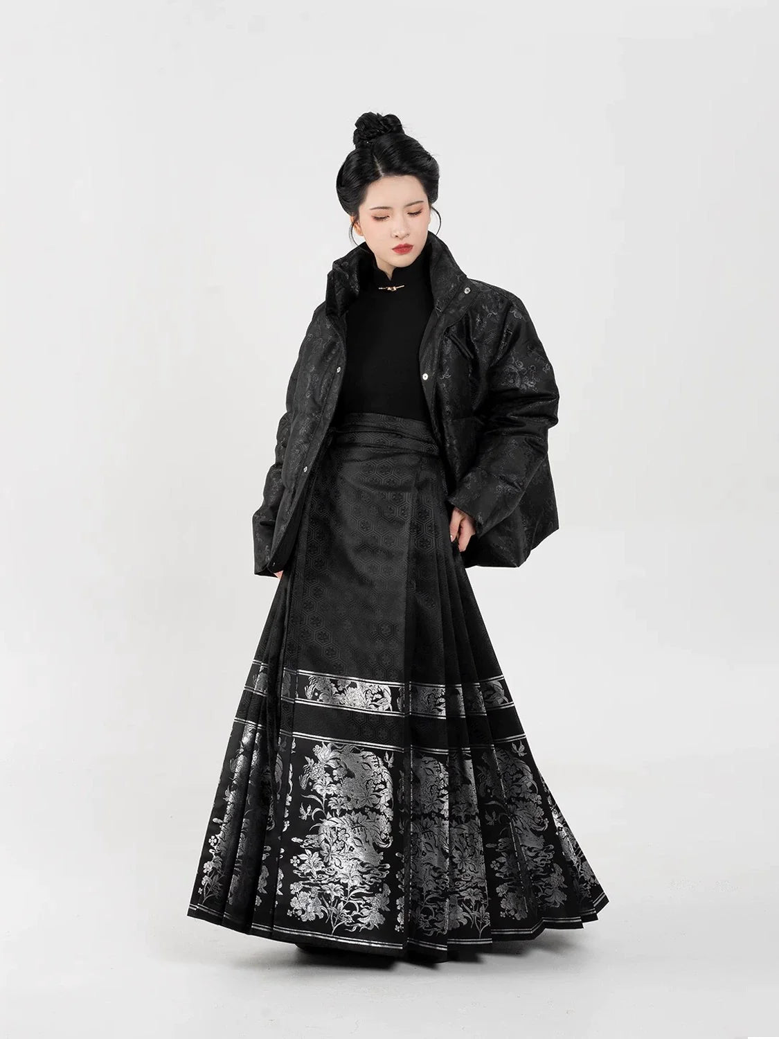 New Chinese Style Women Down Jacket Puffer Coat - Clear Mirror 镜花明 (Preorder)