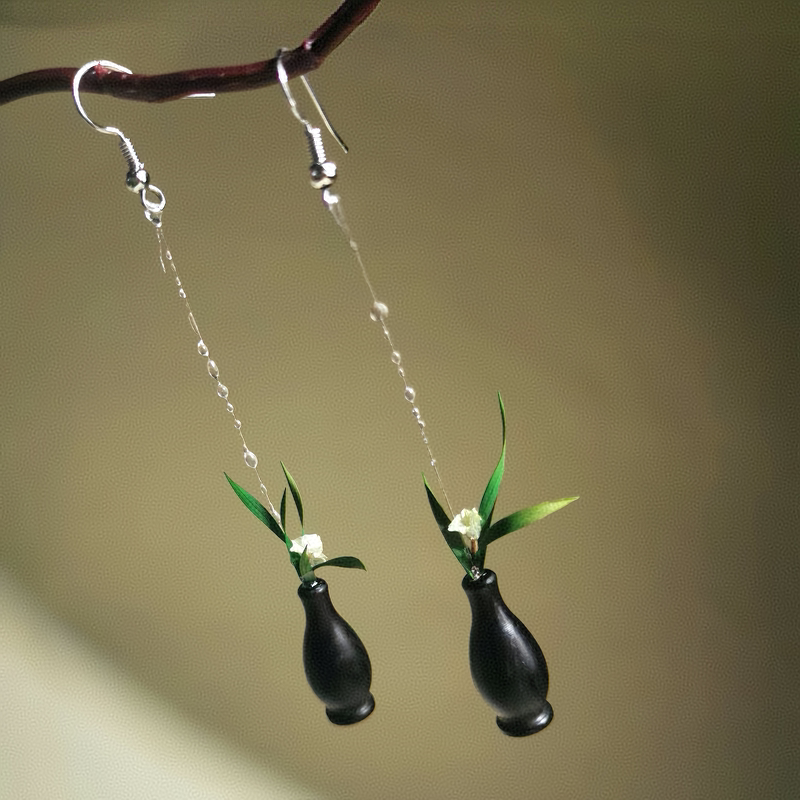 Orchid In A Vase Earrings | Hanfu Jewelry