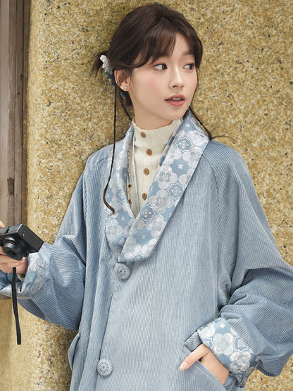Bo Xinyue 波心月 - Autumn Corduroy Brocade Coat, Chinese Style Trench Coat for Women