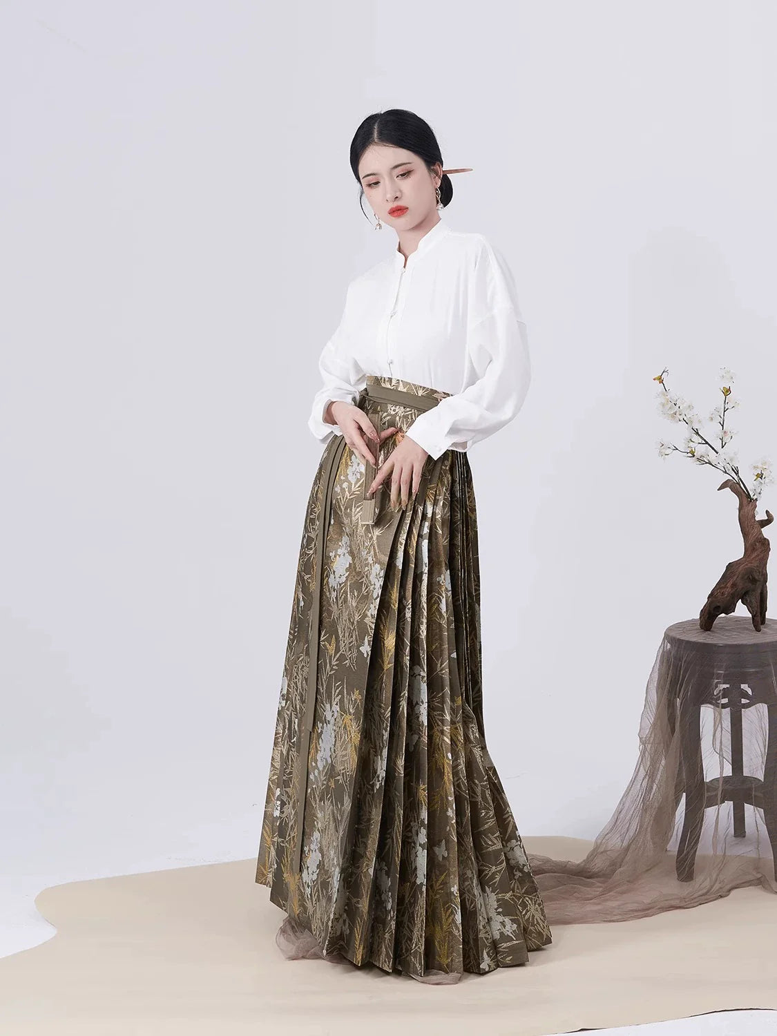 Ming Dynasty Modern Hanfu Mamianqun Outfit - Shilan 时兰