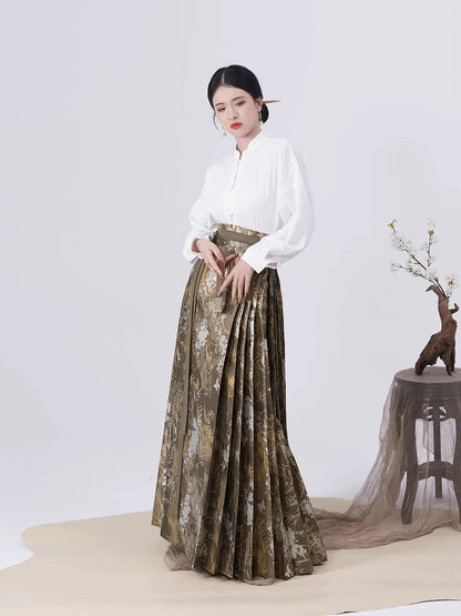 Ming Dynasty Modern Hanfu Mamianqun Outfit - Shilan 时兰