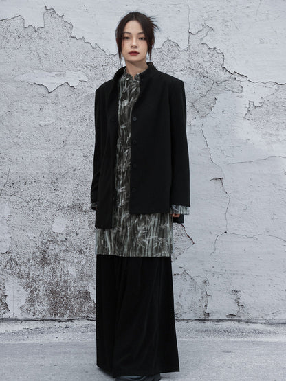 New Chinese Style Embossed Velvet A-Line Dress