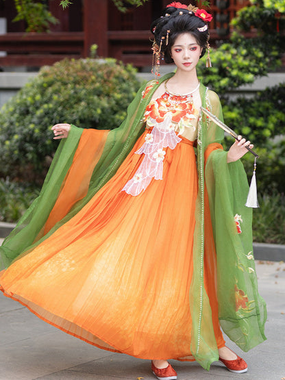 Camellia | Embroidered Hezi Dress with Wide Sleeve Jacket
