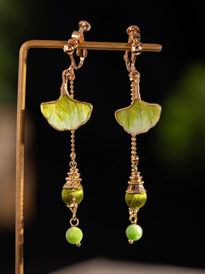 Sage Velvet Flower Earrings | Hanfu Jewelry