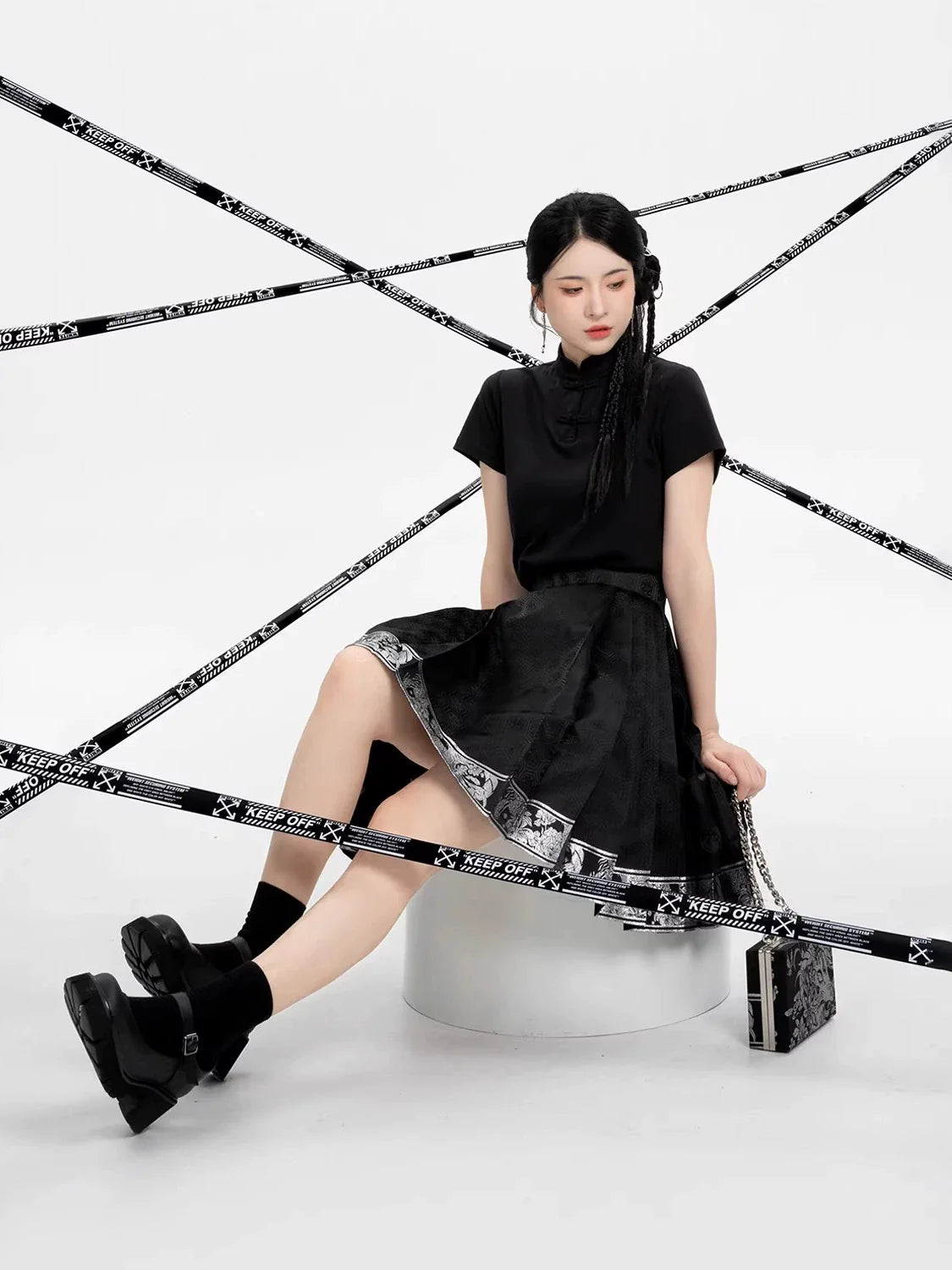 Chinese Blouse & Mini Mamian Skirt Outfit | Zhizhi 止止