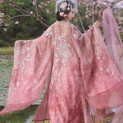 Moonlit Blossoms | Fairy Hanfu Set with Wide Sleeve Robes