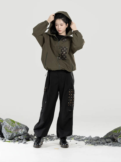 New Chinese Style Women Outdoor Hooded Jacket & Relaxed Straight-Leg Utility Pants - Guanchuanhai 观川海 (Preorder)