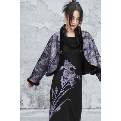 New Chinese Style V-Neck Butterfly Fringed Short Jacket for Autumn and Winter - Yinchuan 引川