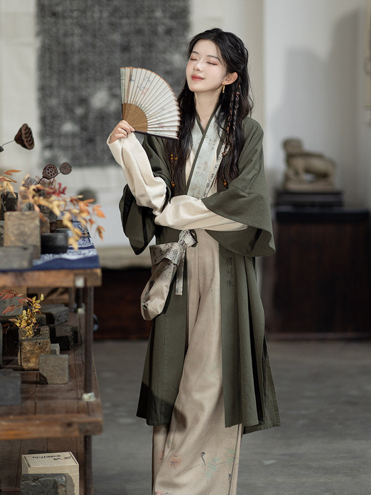 Song Dynasty Modern Hanfu Cardigan with Wide Leg Pants - Yunye 云野 (Preorder)