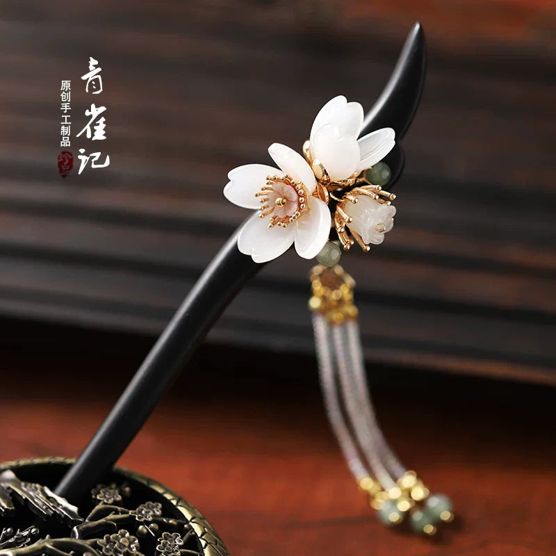 Light Peach Hair Stick | Traditional Chinese Hair Accessory