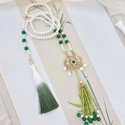 Modern Tang Dynasty Hanfu Slip Dress Set - Tranquil Mountain Path 青山行 (Preorder)
