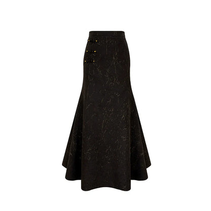 New Chinese Style Women Tailored Blazer Coat, Long Sleeve Shirt & Gold Button Mermaid Skirt - Jiangpu 江浦 (Preorder)