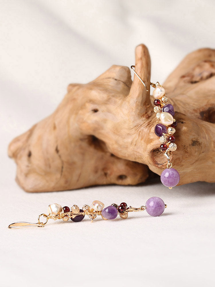 Lavender Pearl Drops Earrings | Cheongsam Jewelry