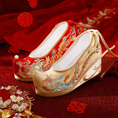 Prism - Wedge Heels Embroidered Hanfu Bridal Shoes