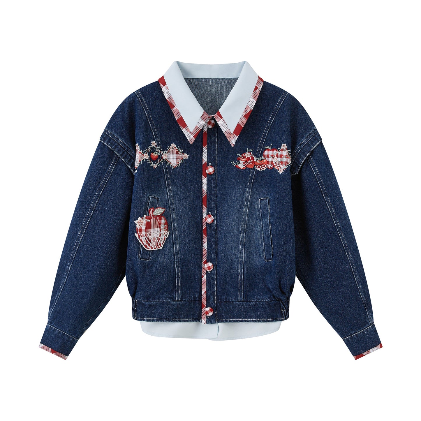 Modern Hanfu Denim Jacket, Trousers & Chinese Style Denim Skirt 苹果园