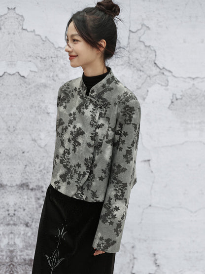 New Chinese Style Denim Printed Short Jacket