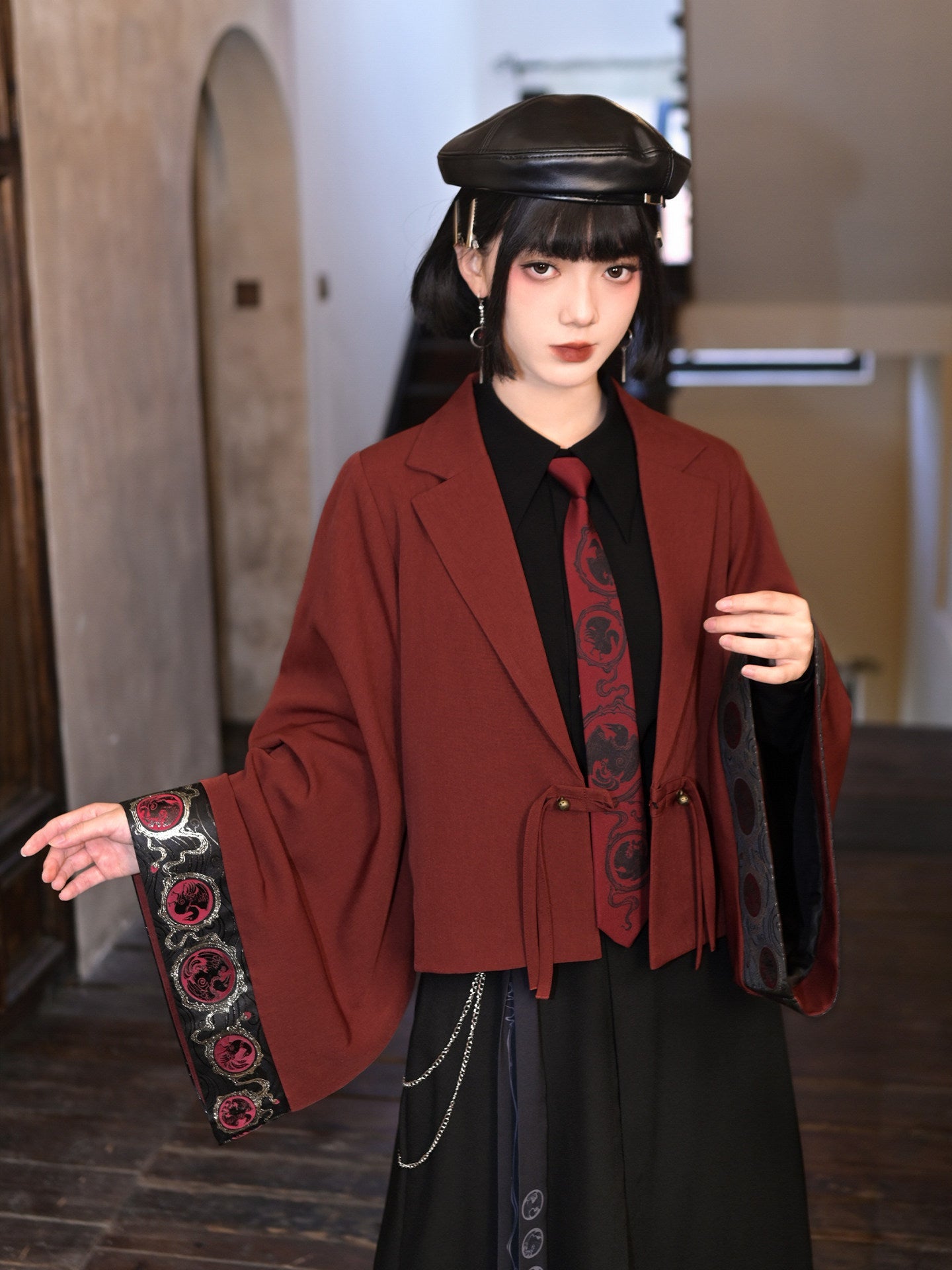 New Chinese Style Long Sleeve Blazer - Golden Crow 金乌