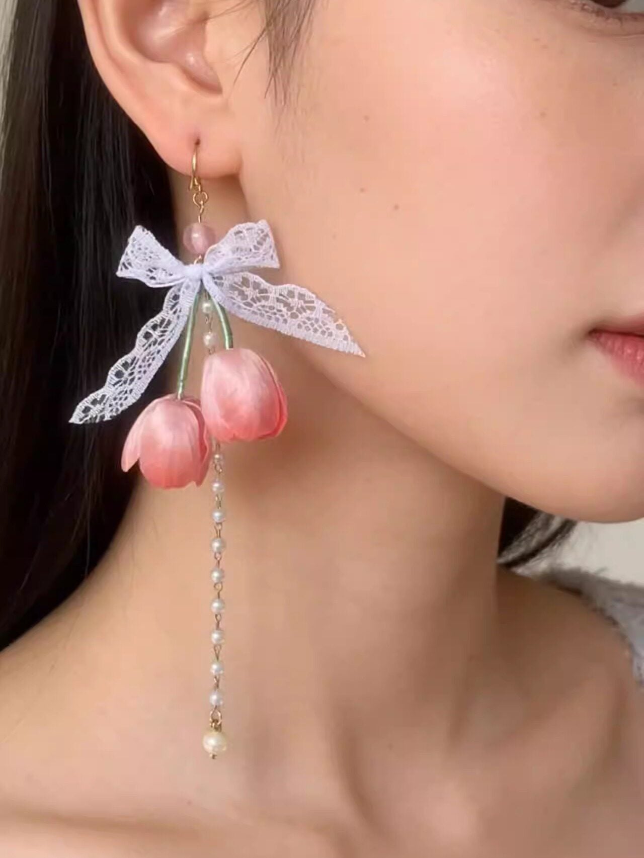 Tulip Bow Earrings | Hanfu Jewelry