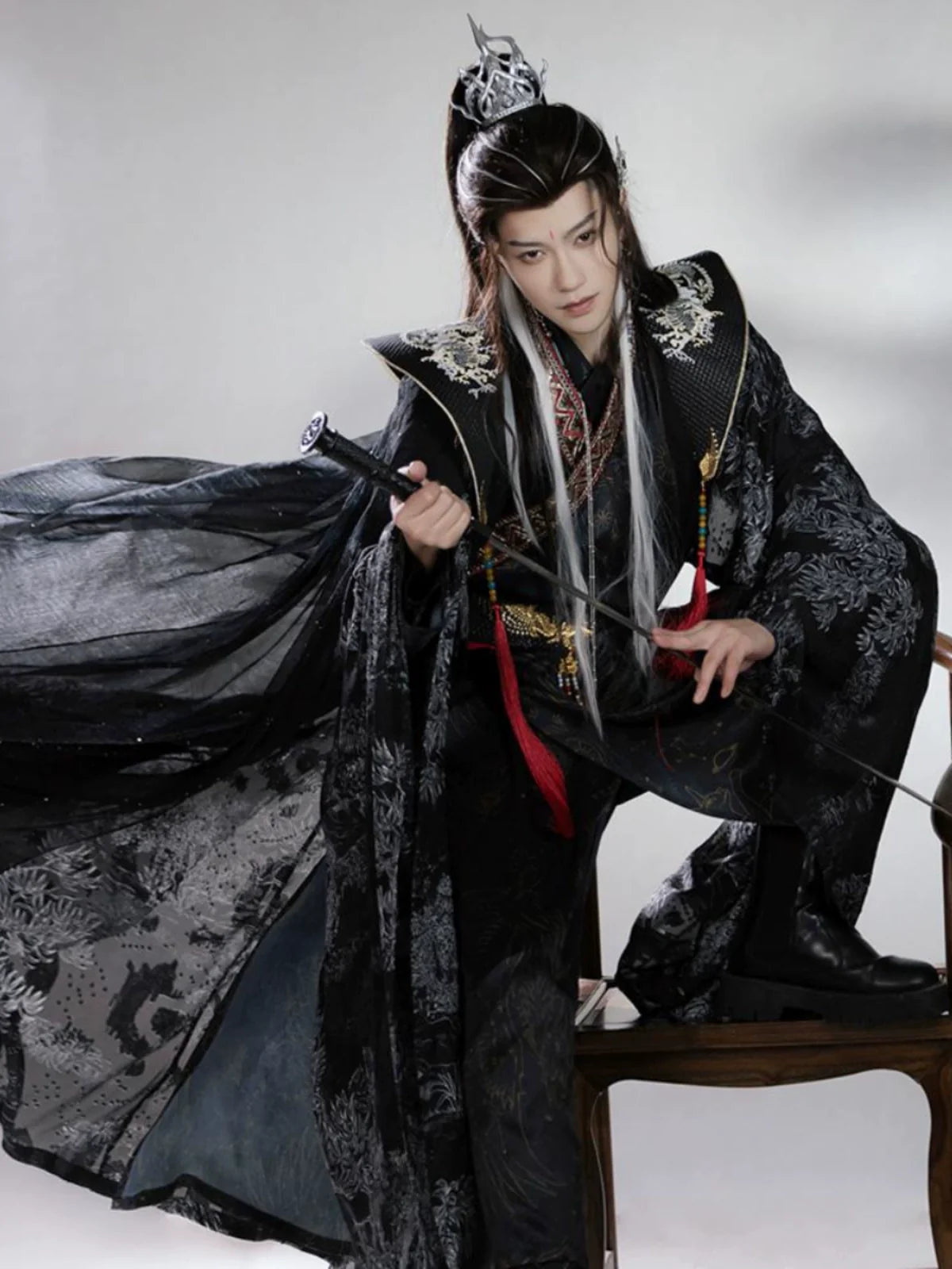 Shadow Sovereign - Male Xianxia Dark Robe Unisex Ancient Chinese Traditional Costume (Preorder)