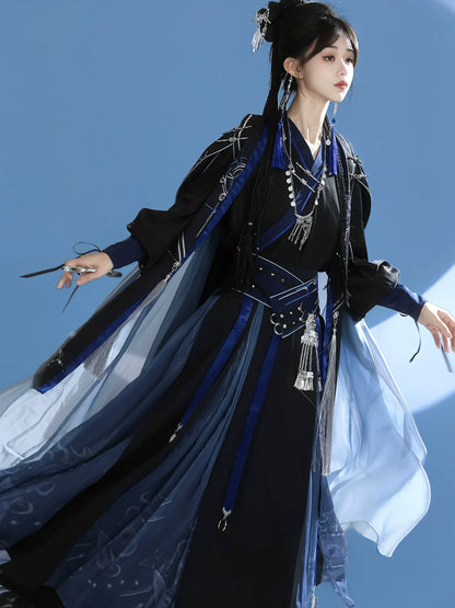 Celestial Aegis 玄穹司天 - New Chinese Style Assassin Hanfu with Cloak (Preorder)