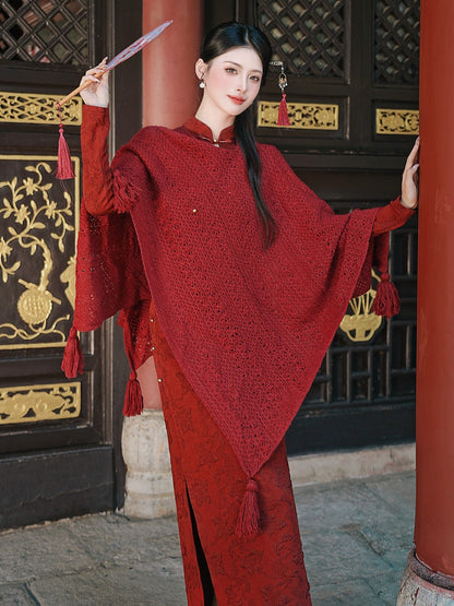 Chinese Wedding Engagement & Tea Ceremony Long Sleeve Cheongsam | Juliet