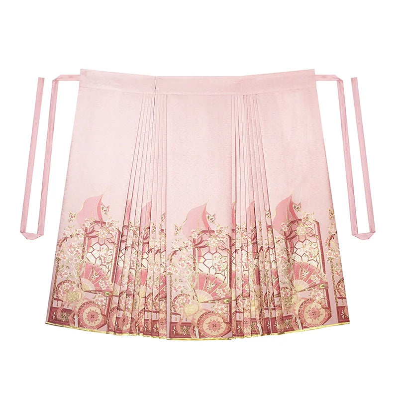 Chinese Blouse & Mamian Skirt Outfit | Burning Peaches 锦扇桃灼