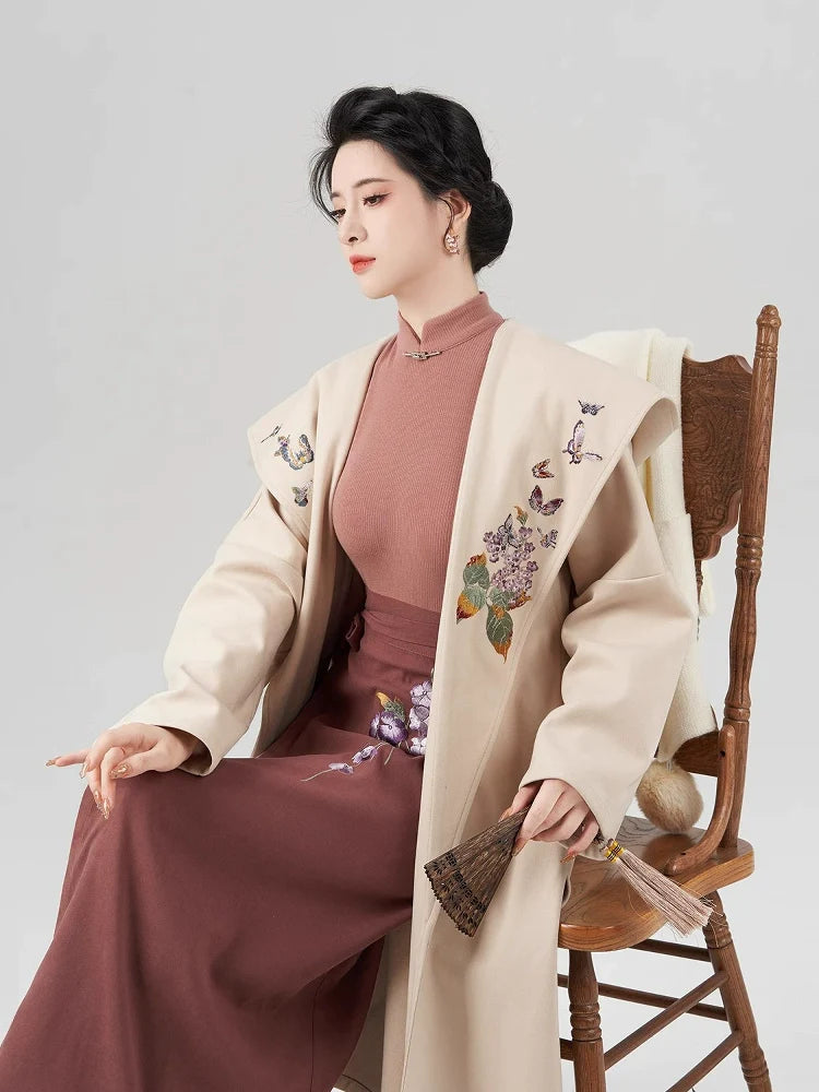 Song Dynasty Modern Hanfu Set with Hooded Jacket and Spiral Skirt - Fangfei 芳菲 (Preorder)