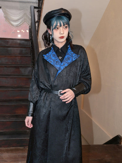Tang Dynasty Modern Hanfu Reversible Round Neck Robe Chinese Style Printed Long Coat - South Sea Tomb 海墟引