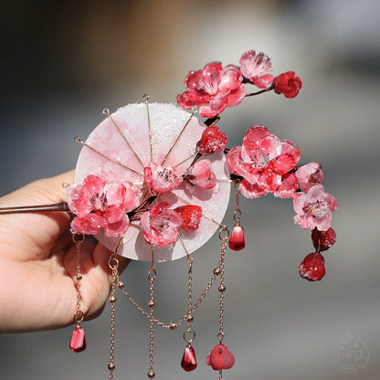 Plum Flowers and Umbrella Hair Stick | Ancient Chinese Hair Accessory