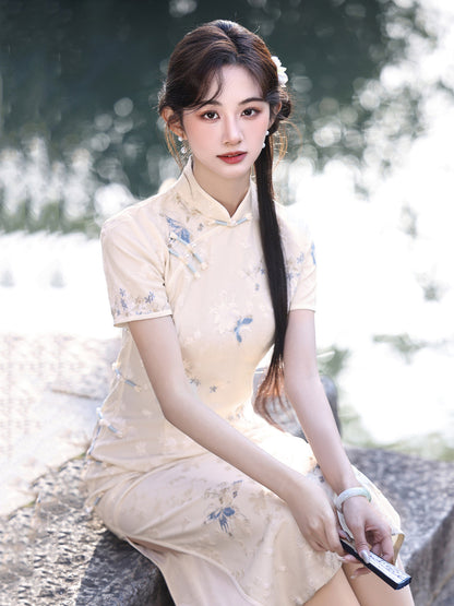 Short Sleeve Long Cheongsam | First Spring