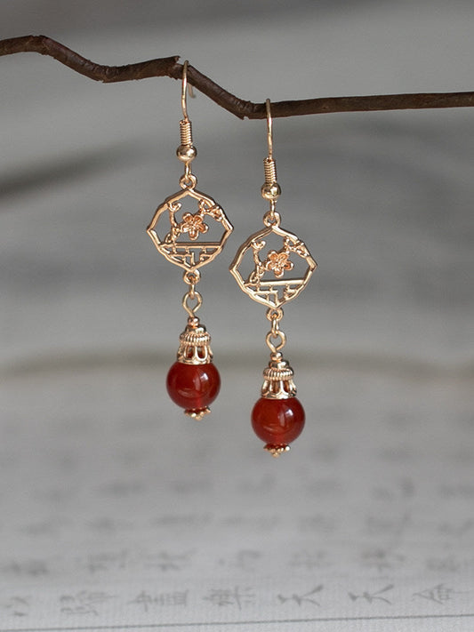 Birds and Scenery antique earrings - traditional Chinese hanfu jewelry — side profile