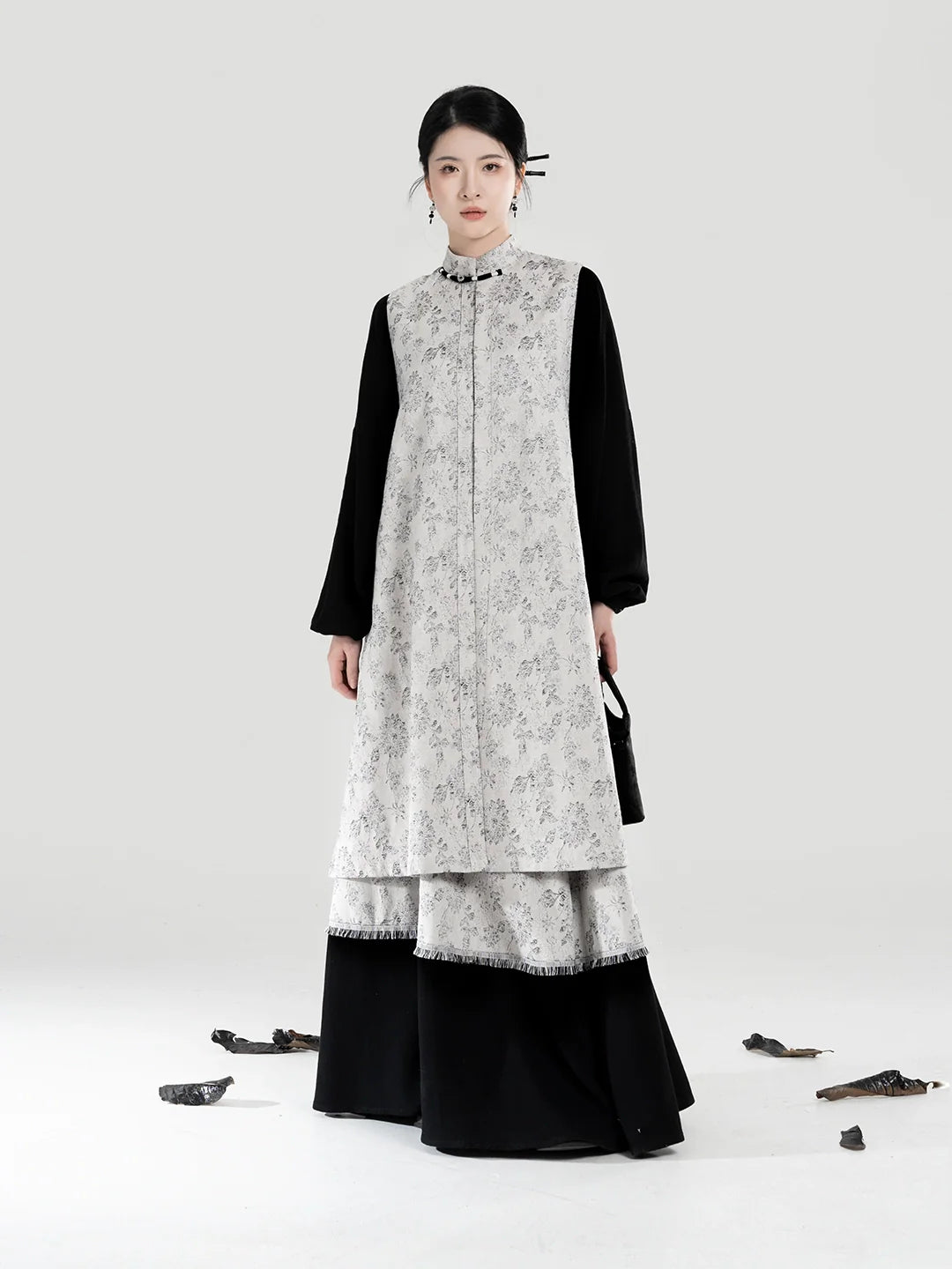 New Chinese Style Bijia Vest, Bow Sleeve Top & A-Line Skirt - Soft Thoughts 棉意 (Preorder)