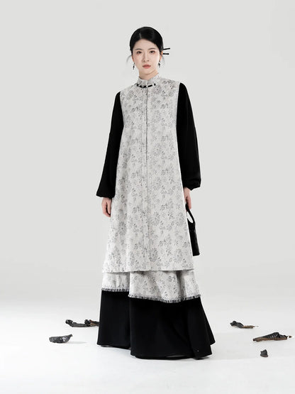 New Chinese Style Bijia Vest, Bow Sleeve Top & A-Line Skirt - Soft Thoughts 棉意 (Preorder)