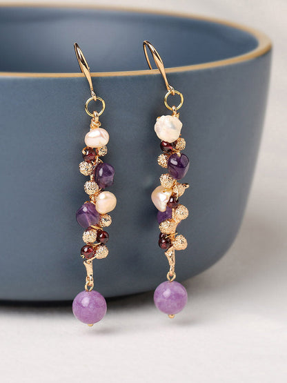 Lavender Pearl Drops Earrings | Cheongsam Jewelry