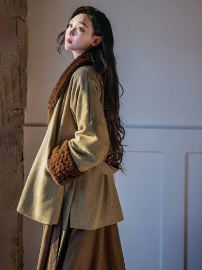 Tang Dynasty Inspired Wool Jacket with Shorts or Wrap Skirt - Winter Music 冬音 (Preorder)