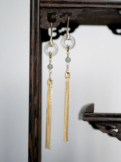 Golden Jade Branches Earrings | Hanfu Jewelry
