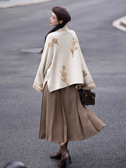 Ming Dynasty Modern Hanfu Jacket and Mamianqun Set - Rose Cocoa 蔷薇可可