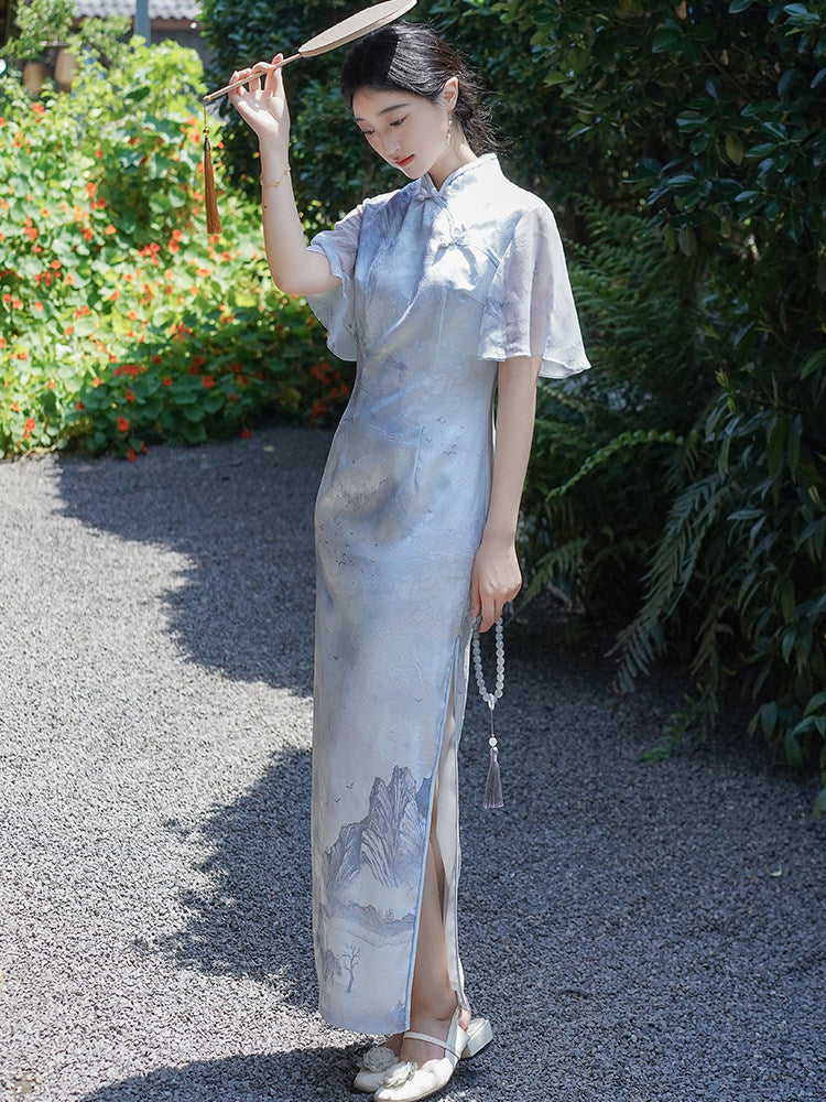 Flair Sleeve Long Cheongsam | Moran