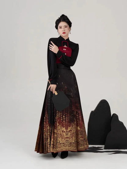Ming Dynasty Modern Hanfu Mamianqun Outfit - Dansha 丹砂