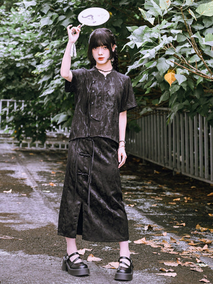New Chinese Style Short Sleeve Shirt for Summer - Asking Crane 问鹤