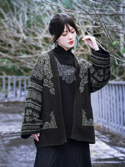 New Chinese Style Bronze Pattern Sweater - Casting Soul 铸魂